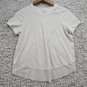 Lululemon Shirt Womens Medium White Short Sleeve‎ Pullover Active Gym Yoga READ